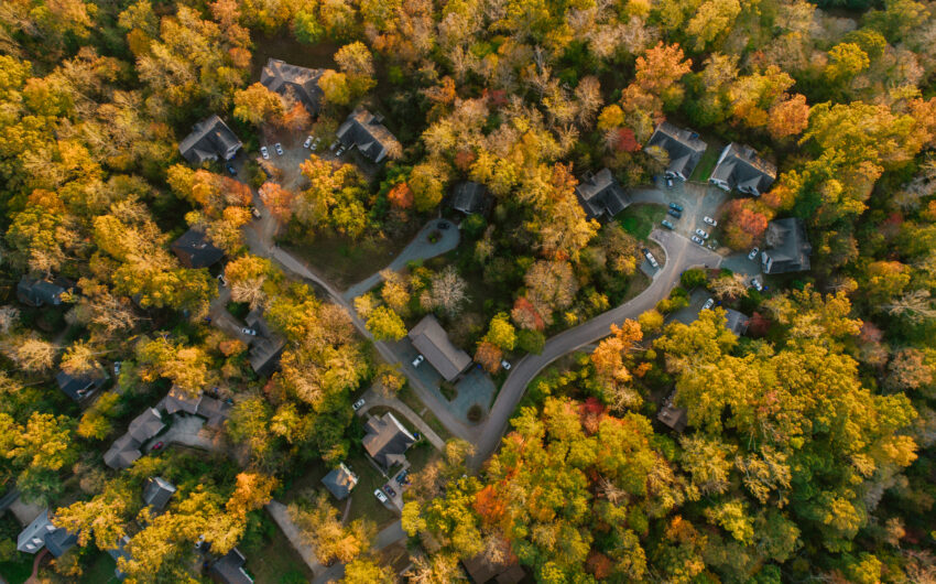 Aerial of Neighborhood in the Fall